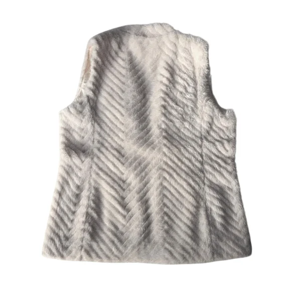 Chico's Pearl Embellished Faux Fur Vest Color Ivory - Picture 2 of 9